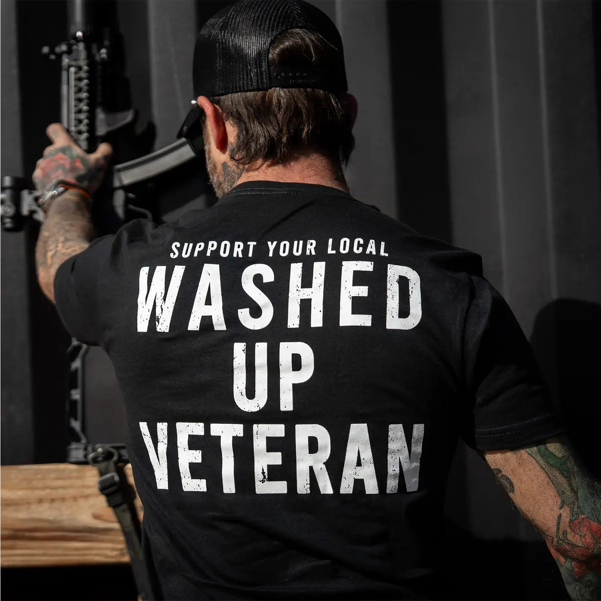 Support Your Local Washed Up Veteran Printed Oversized Unisex T-shirt