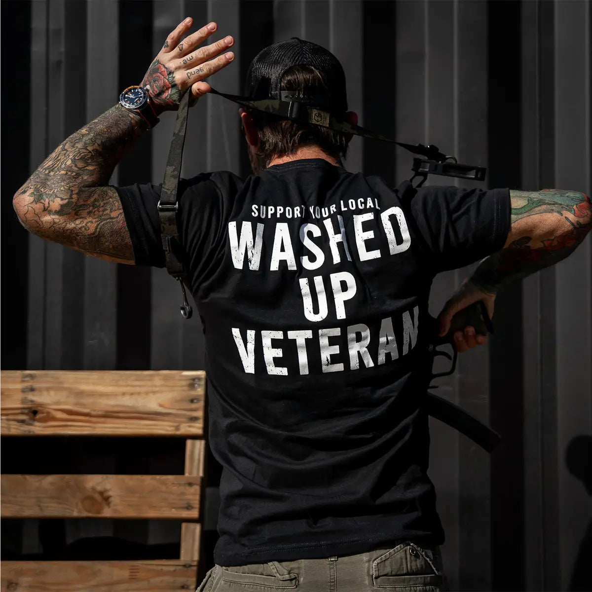 Support Your Local Washed Up Veteran Printed Oversized Unisex T-shirt