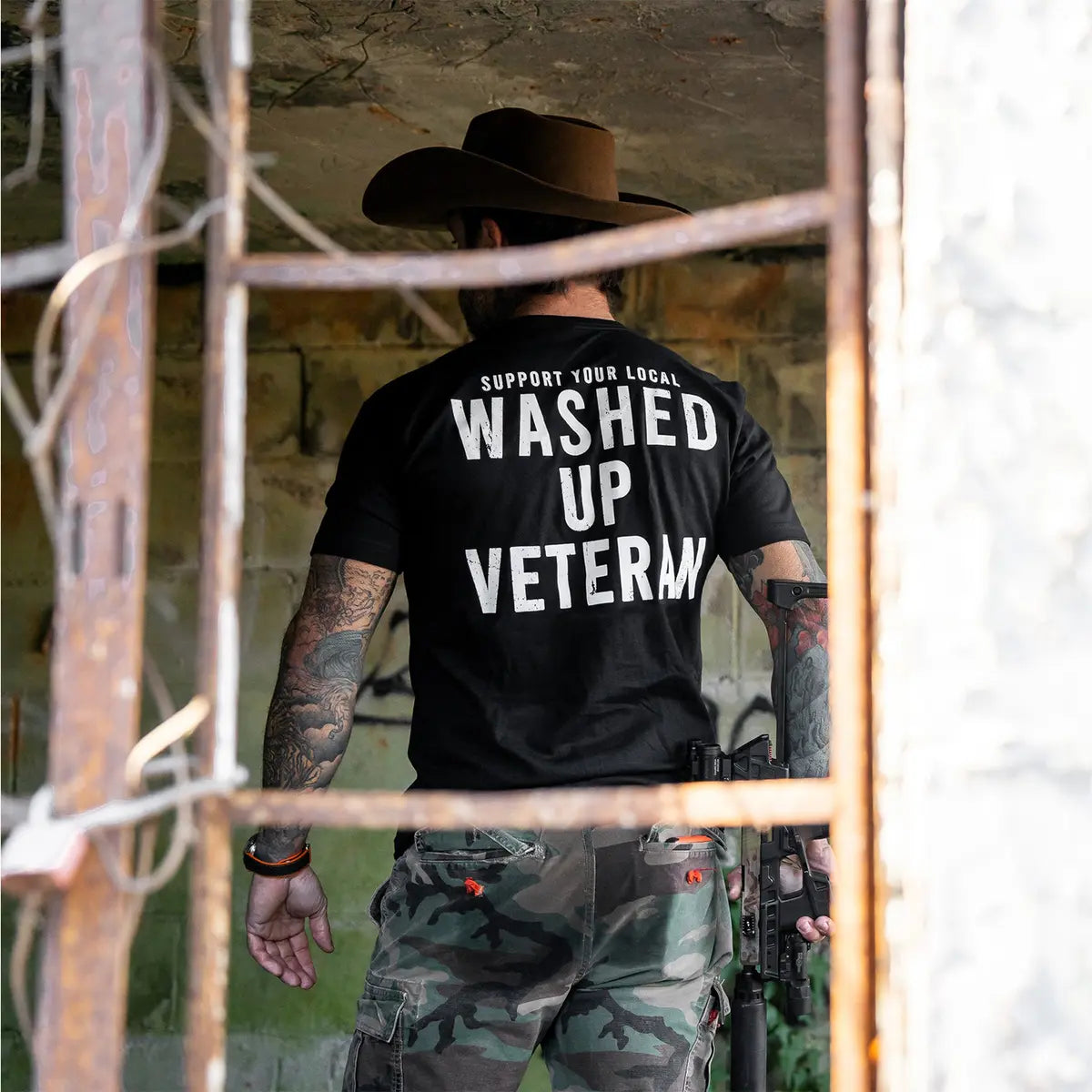 Support Your Local Washed Up Veteran Printed Oversized Unisex T-shirt