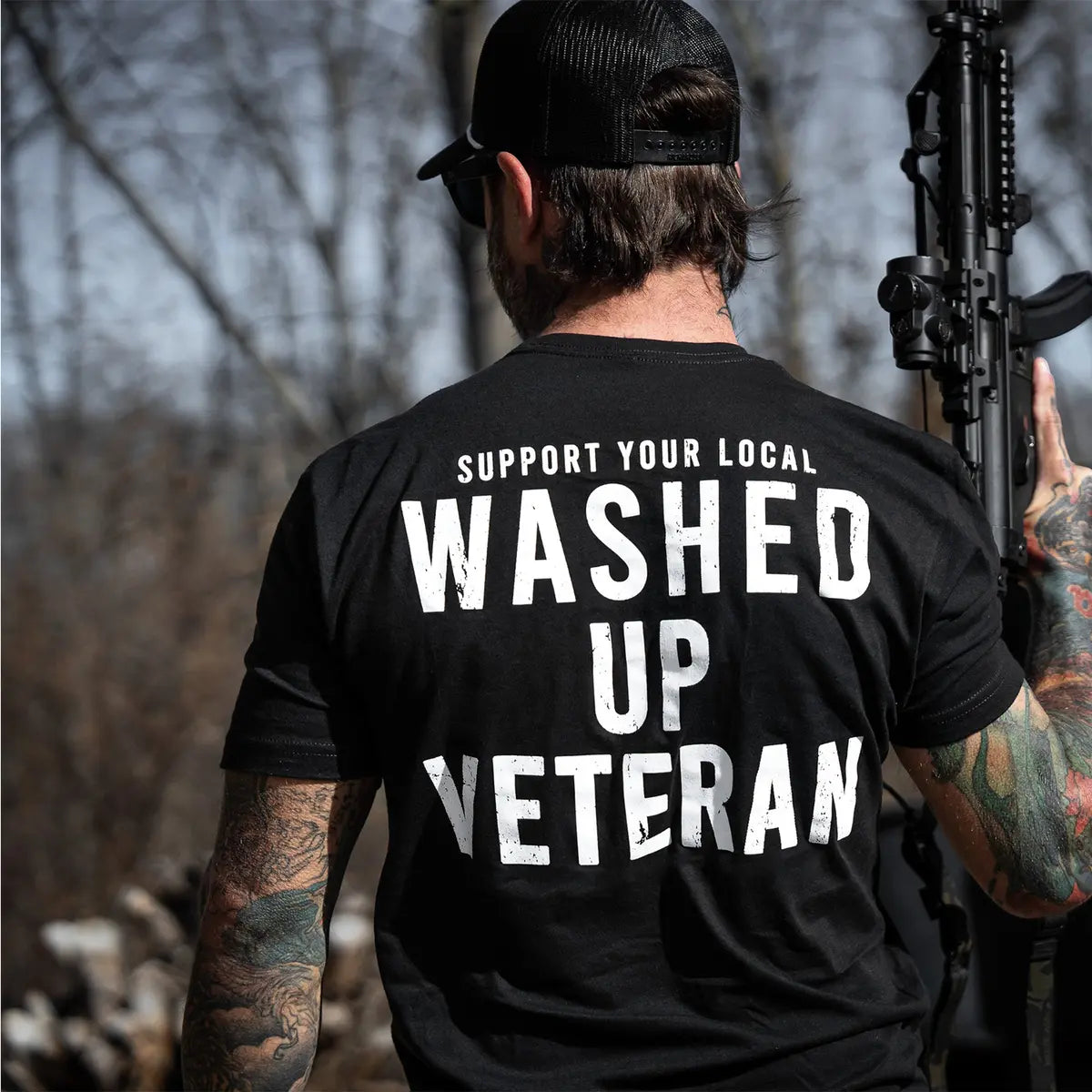 Support Your Local Washed Up Veteran Printed Oversized Unisex T-shirt