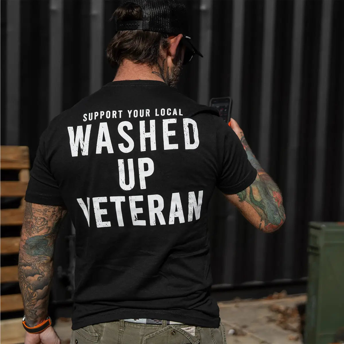 Support Your Local Washed Up Veteran Printed Oversized Unisex T-shirt