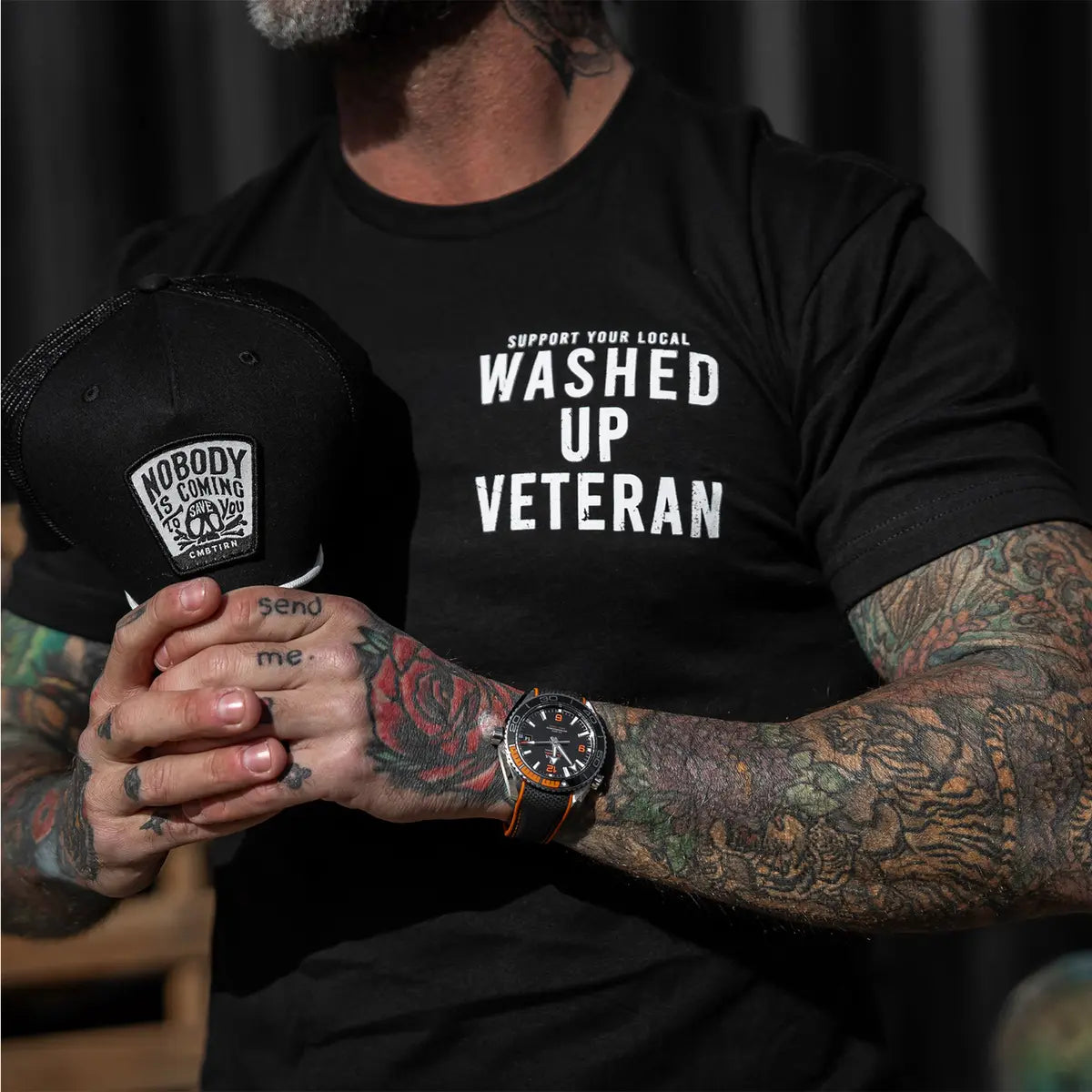 Support Your Local Washed Up Veteran Printed Oversized Unisex T-shirt