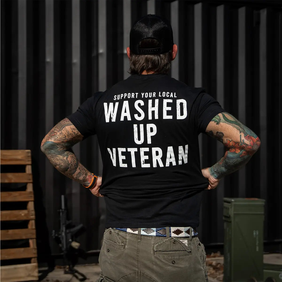Support Your Local Washed Up Veteran Printed Oversized Unisex T-shirt