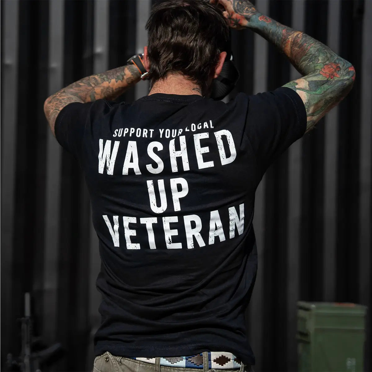 Support Your Local Washed Up Veteran Printed Oversized Unisex T-shirt