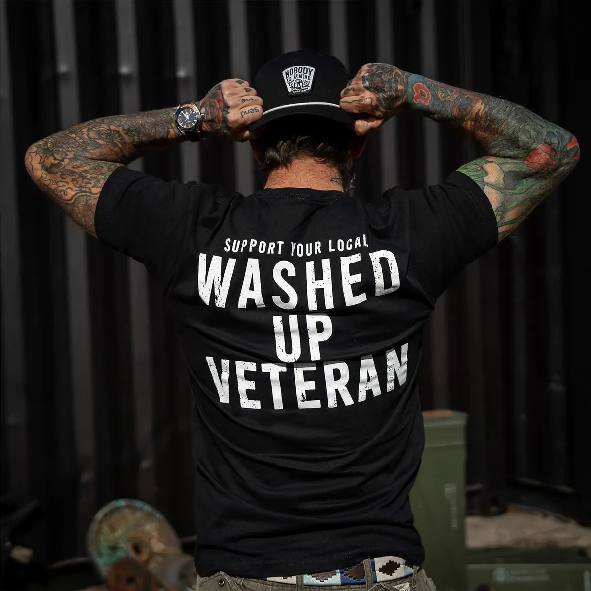 Support Your Local Washed Up Veteran Printed Oversized Unisex T-shirt