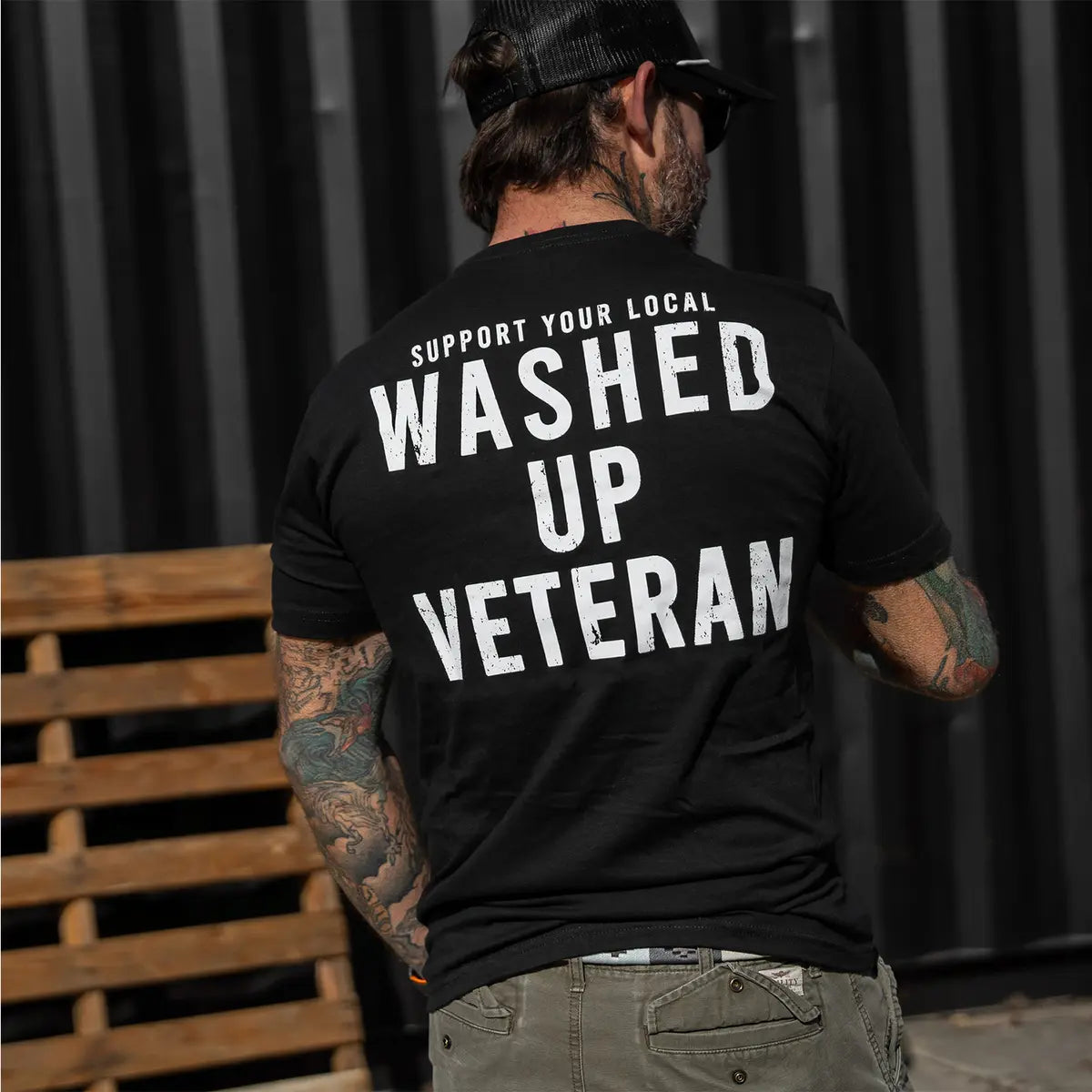 Support Your Local Washed Up Veteran Printed Oversized Unisex T-shirt