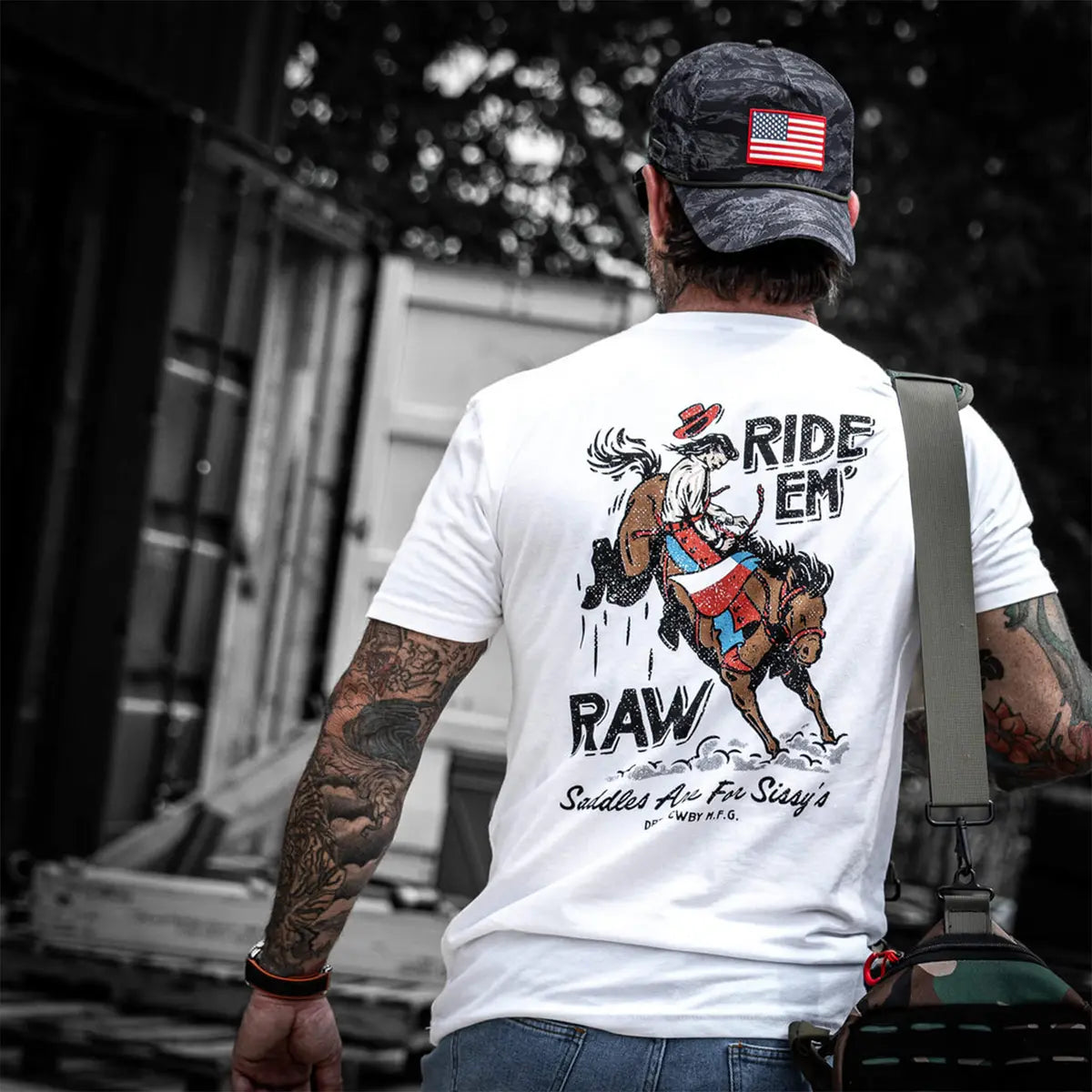 Ride 'Em Raw Printed Oversized Unisex T-shirt