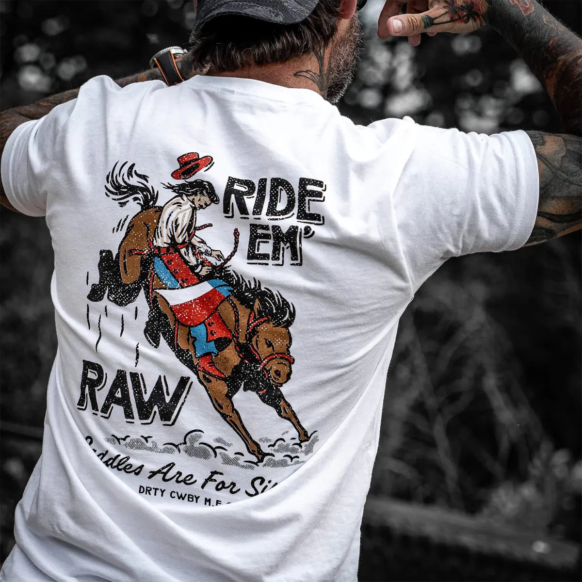 Ride 'Em Raw Printed Oversized Unisex T-shirt