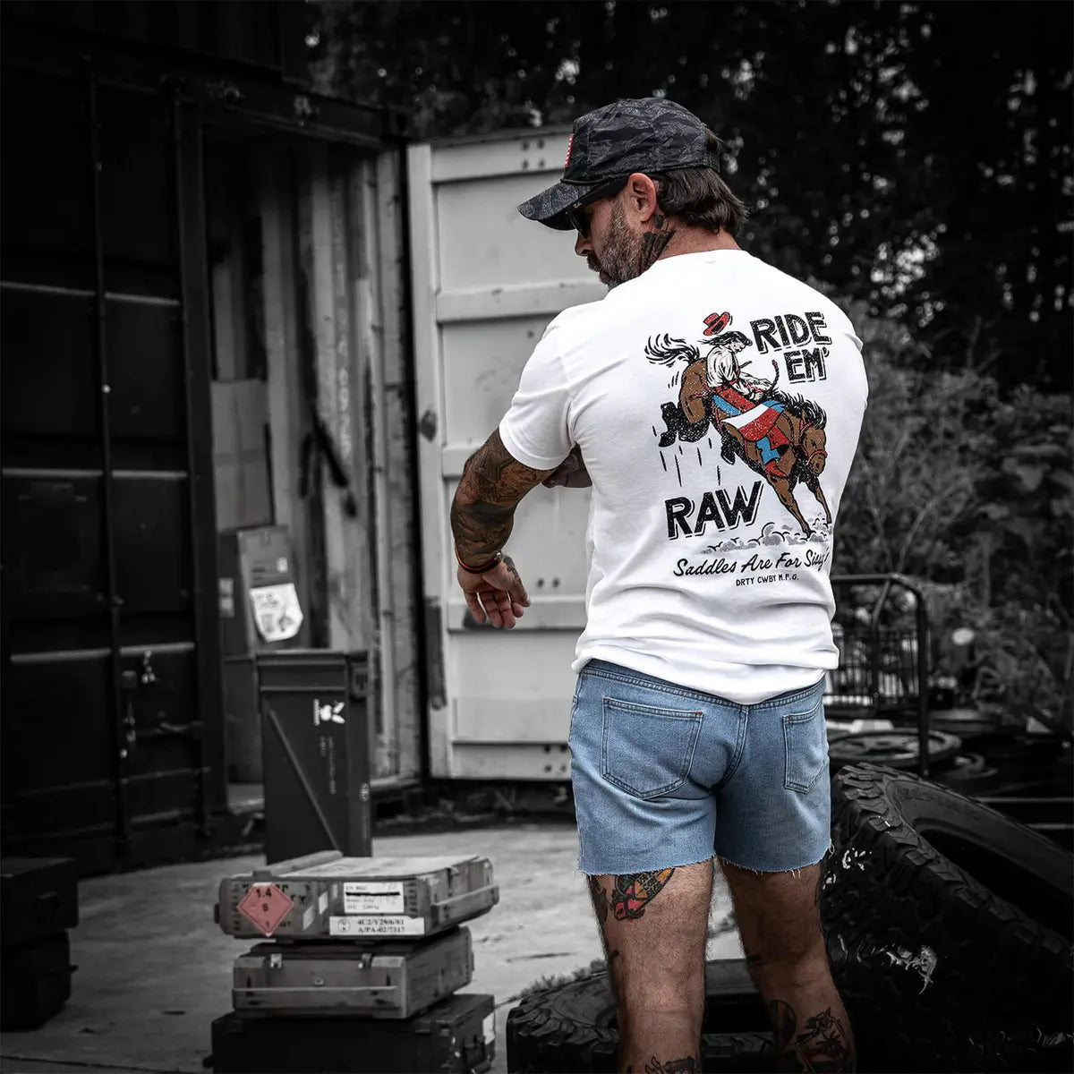 Ride 'Em Raw Printed Oversized Unisex T-shirt