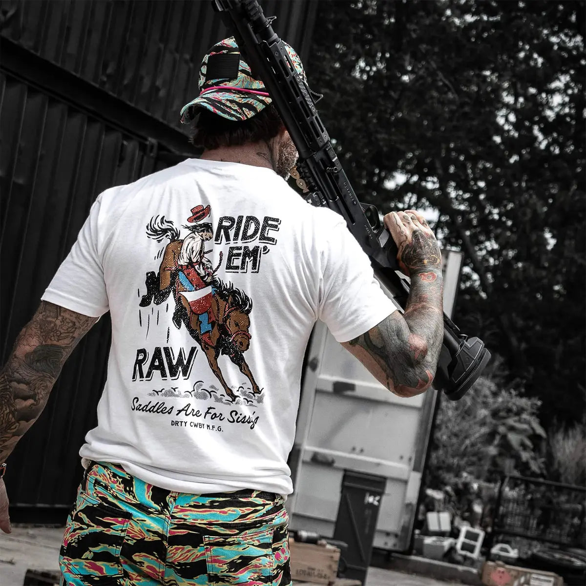 Ride 'Em Raw Printed Oversized Unisex T-shirt
