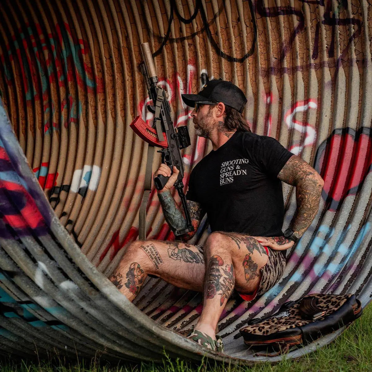 Shooting Guns & Spread'n Buns Printed Oversized Unisex T-shirt