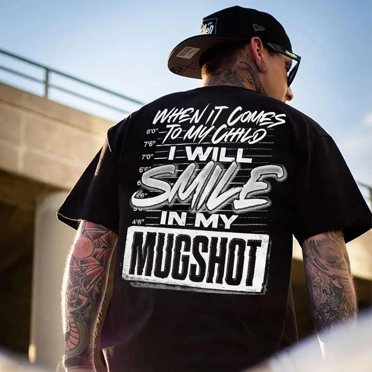 When It Comes To My Child I Will Smile In My Mugshot Printed Men's T-Shirt