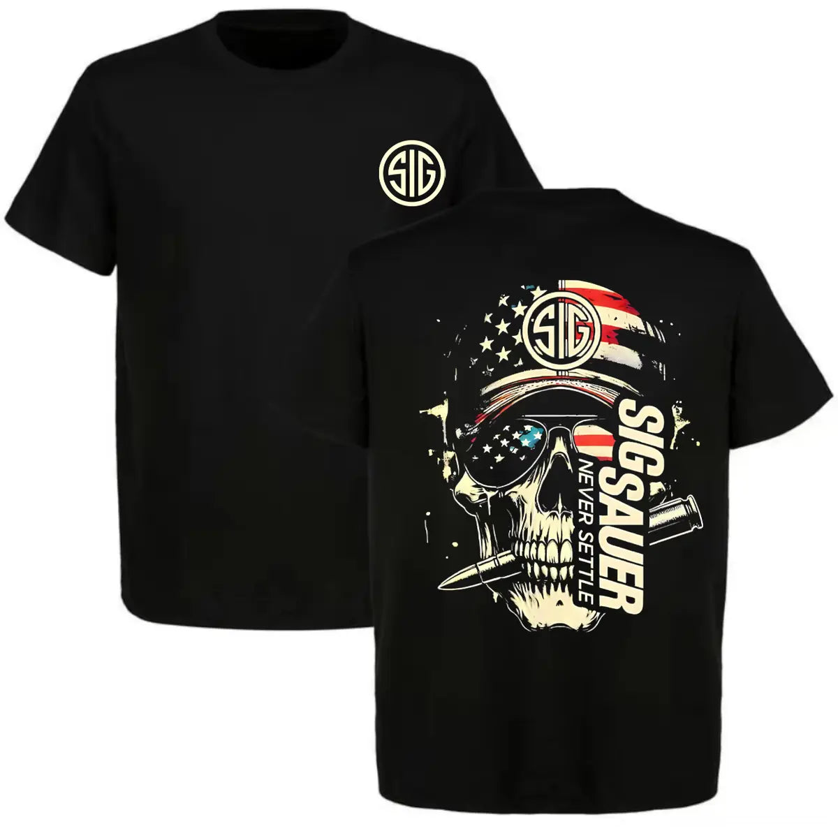 Sig Sauer Skull Flag Printed Men's T-Shirt Image - 1