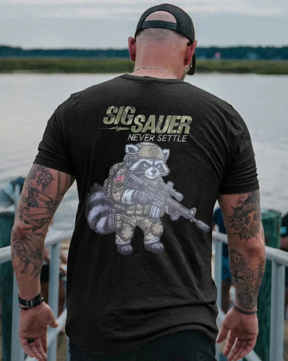 Sig Sauer - Never Settle Printed Men's T-shirt