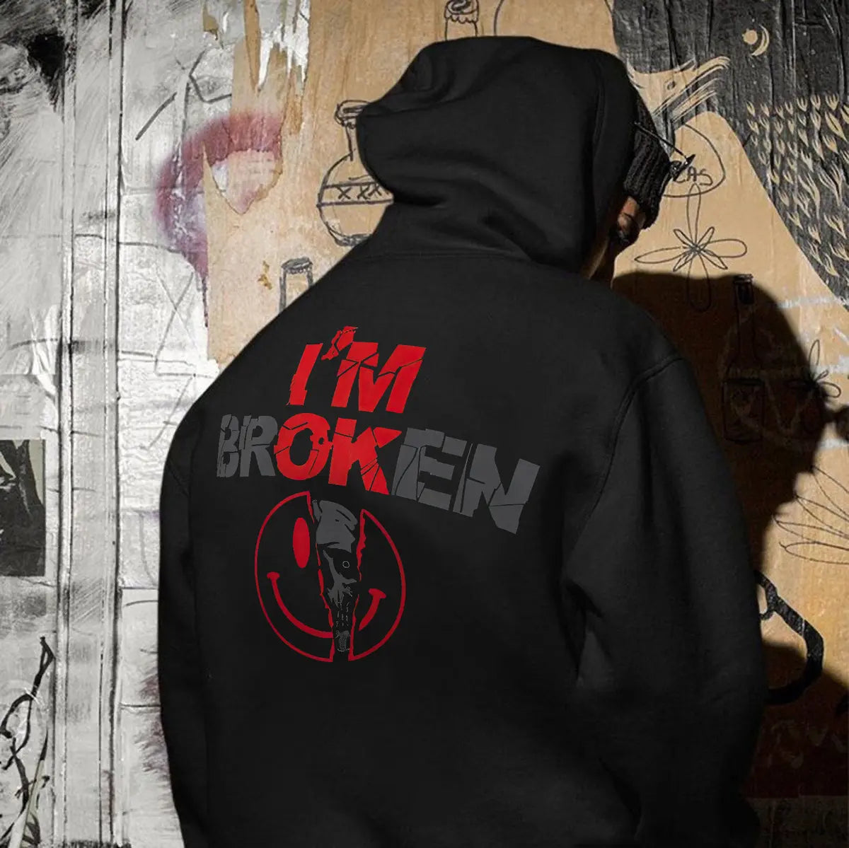 I'm Ok I'm Broken Printed Fleece-lined Unisex Hoodie Image - 1
