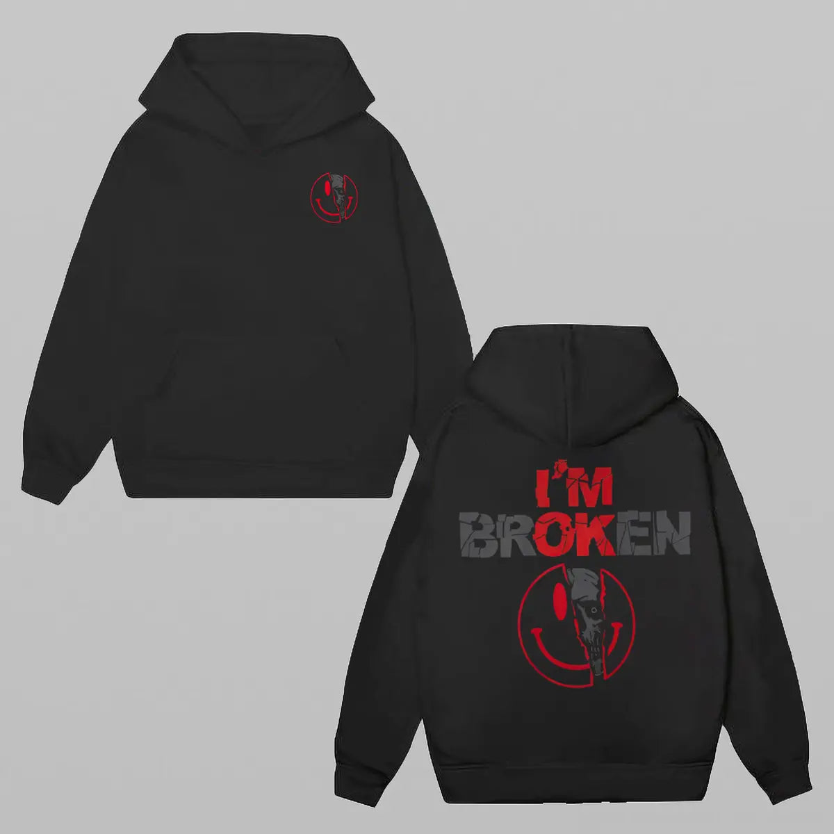 I'm Ok I'm Broken Printed Fleece-lined Unisex Hoodie