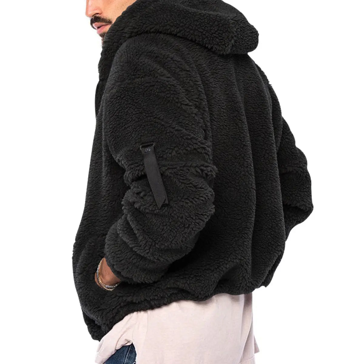 Solid Color Double-Faced Fleece Hooded Jacket