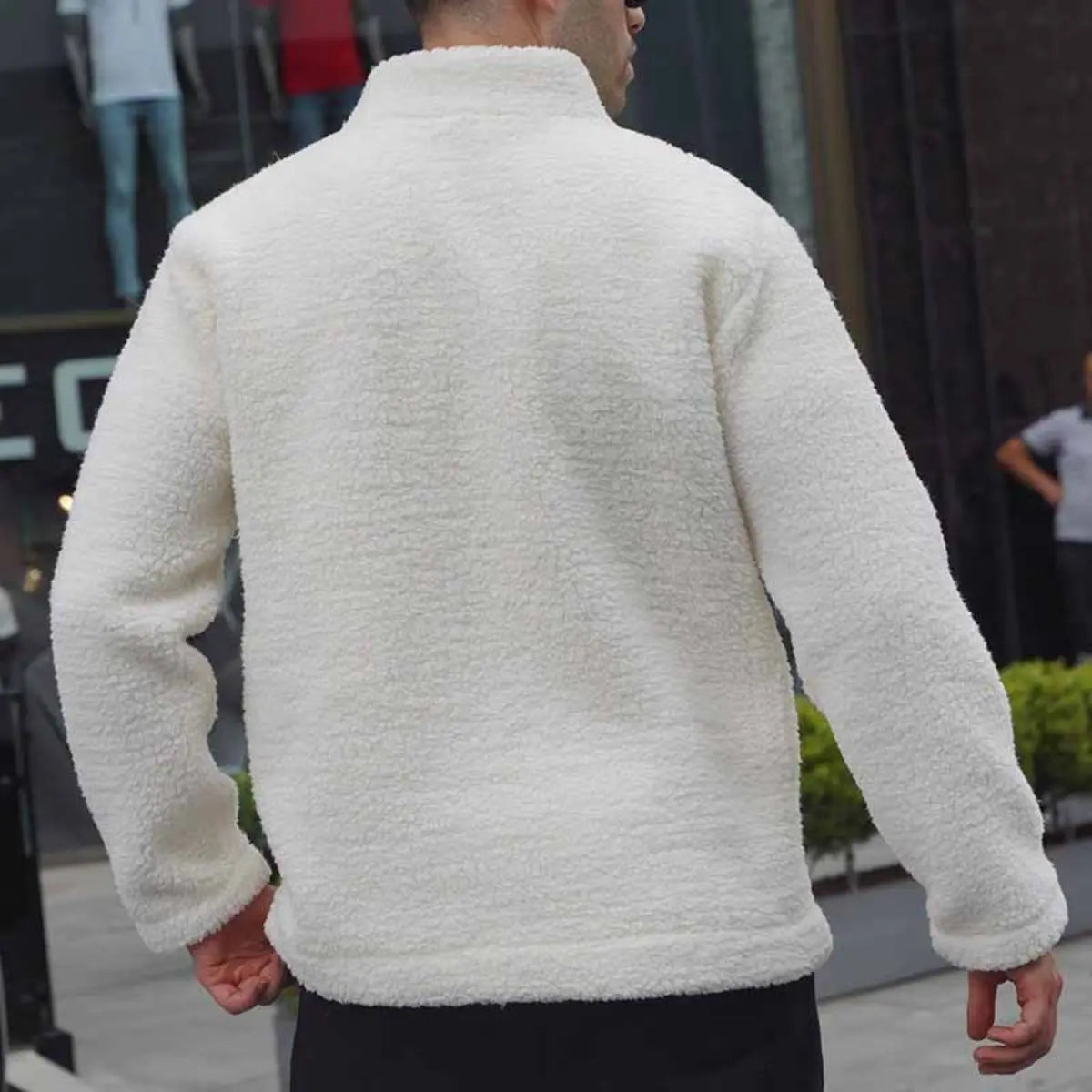 Solid Color Stand Collar Casual Loose Sweatshirt Jacket