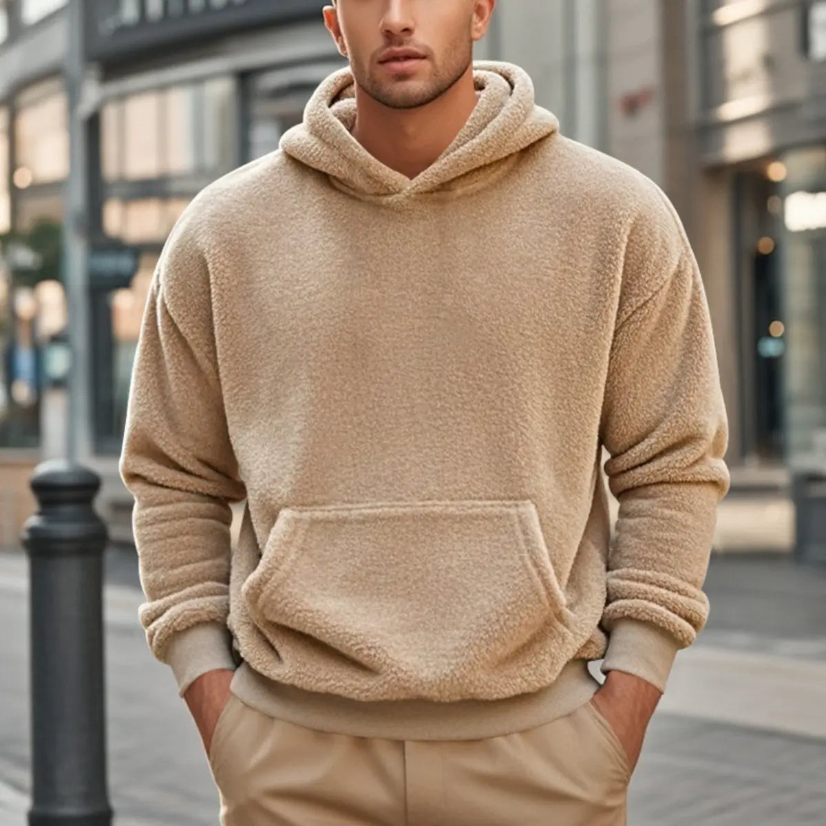 Men's Double-Faced Fleece Casual Hoodie