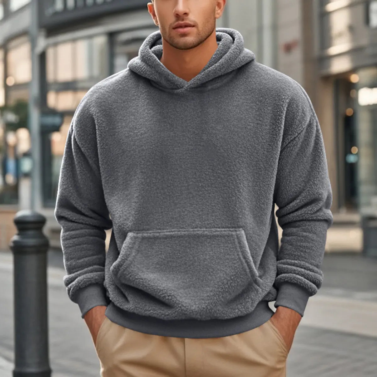 Men's Double-Faced Fleece Casual Hoodie