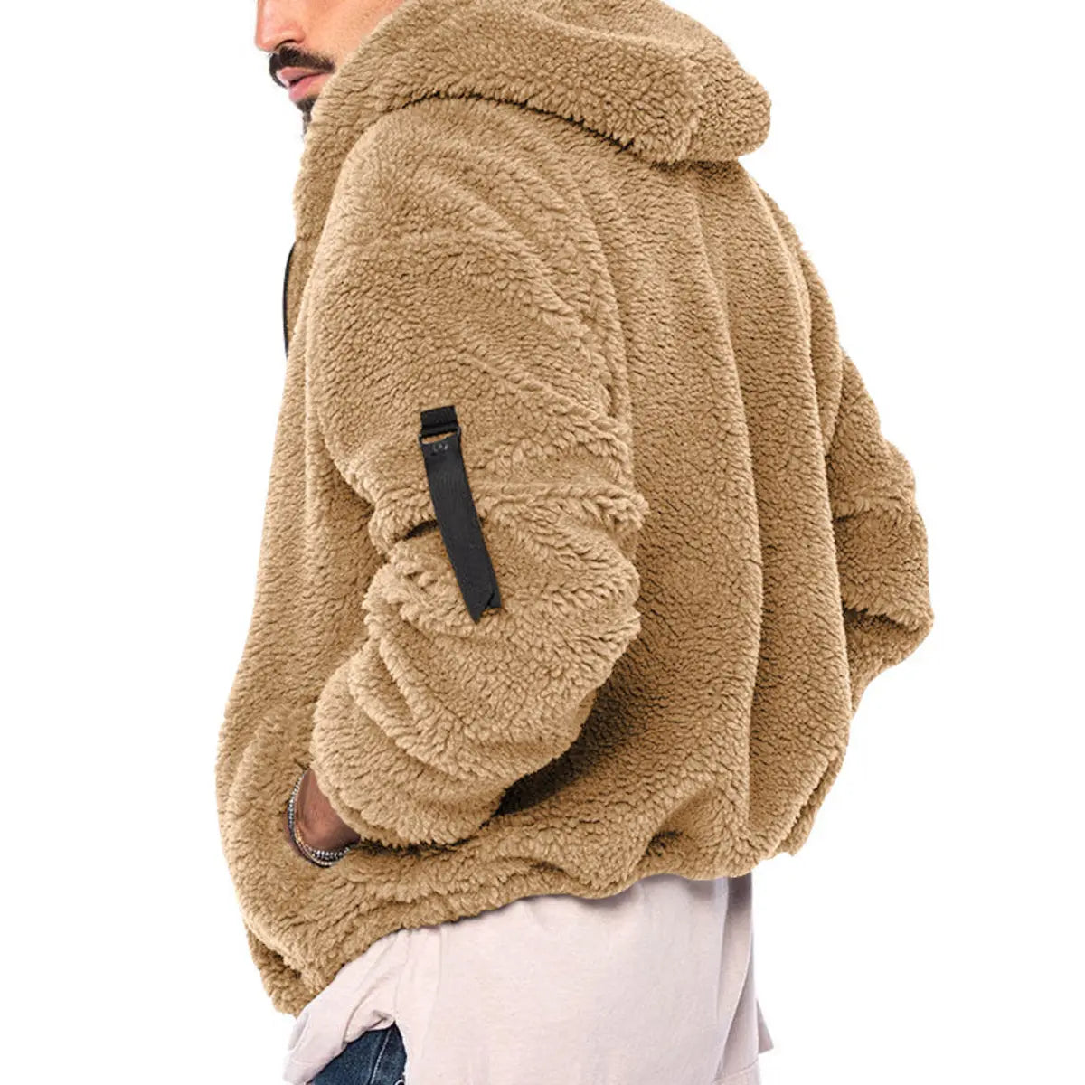 Solid Color Double-Faced Fleece Hooded Jacket