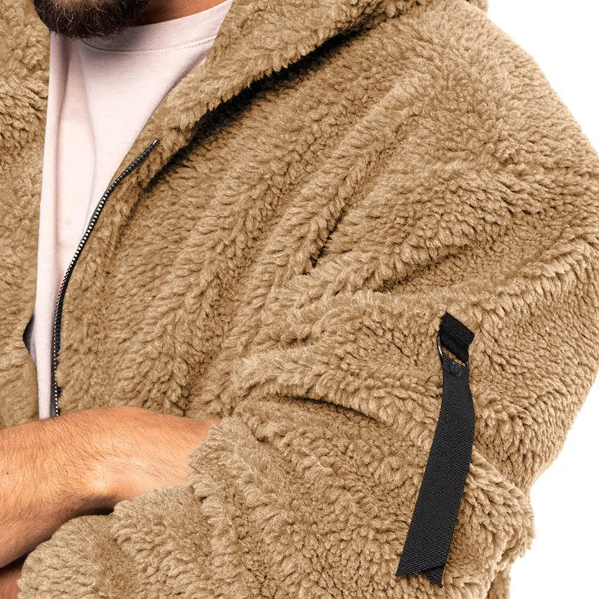 Solid Color Double-Faced Fleece Hooded Jacket