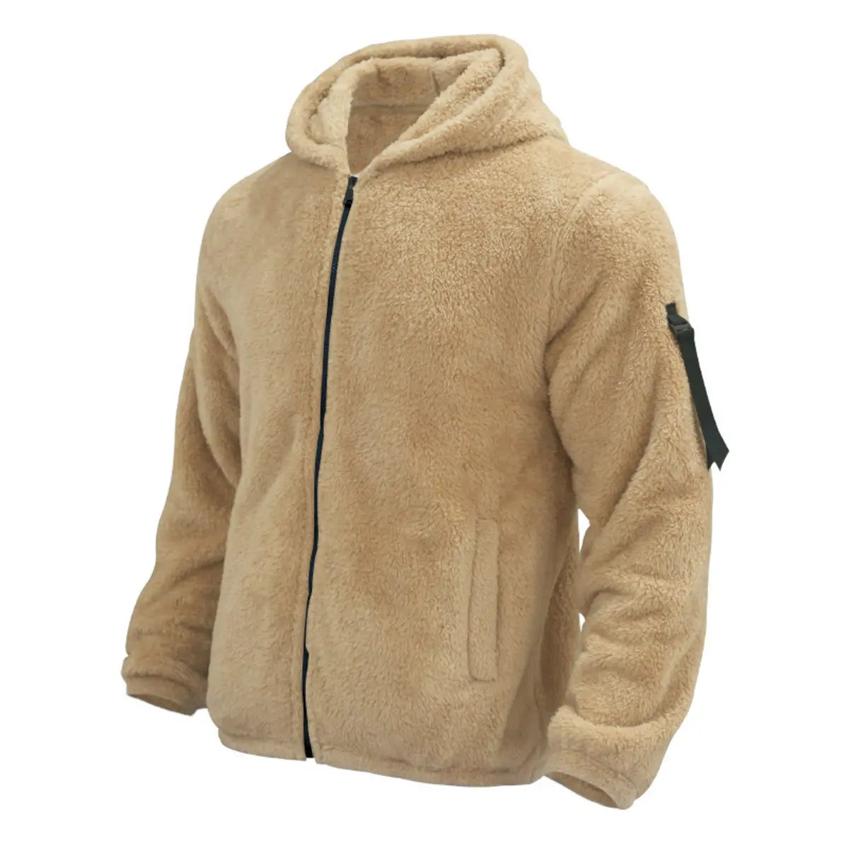 Solid Color Double-Faced Fleece Hooded Jacket