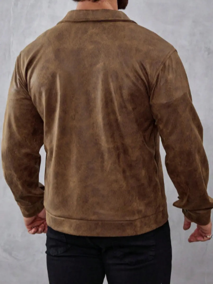 Men's Solid Color Leather Jacket