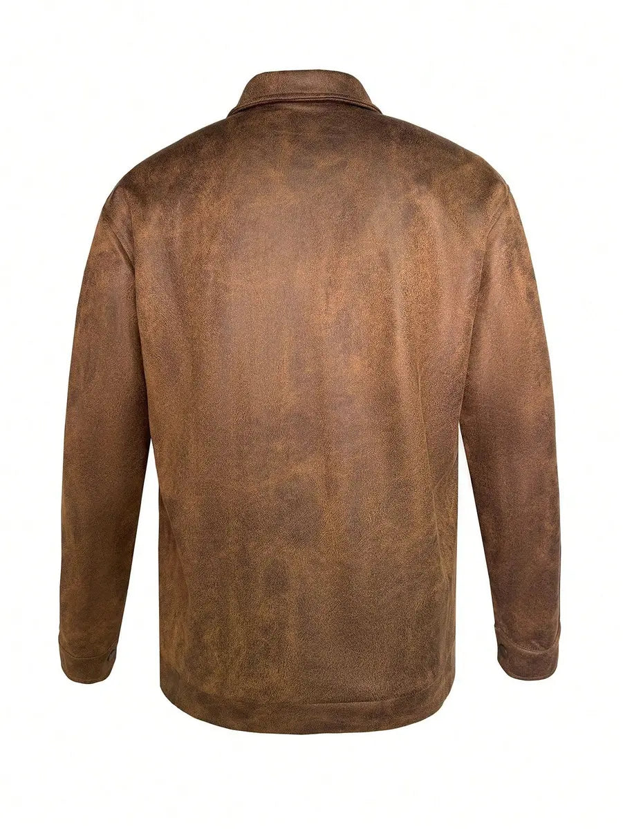 Men's Solid Color Leather Jacket
