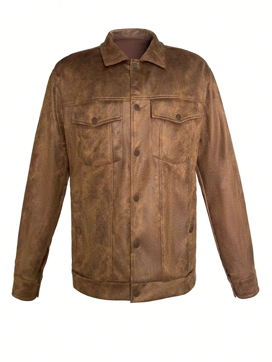 Men's Solid Color Leather Jacket