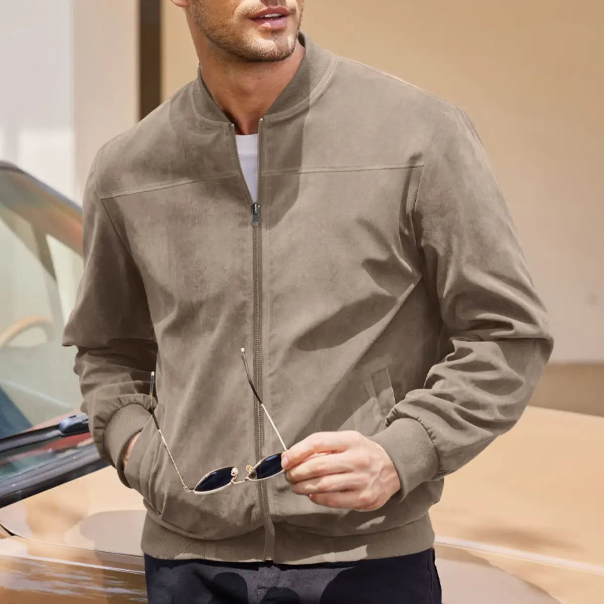 Solid Color Zip-Up Jacket