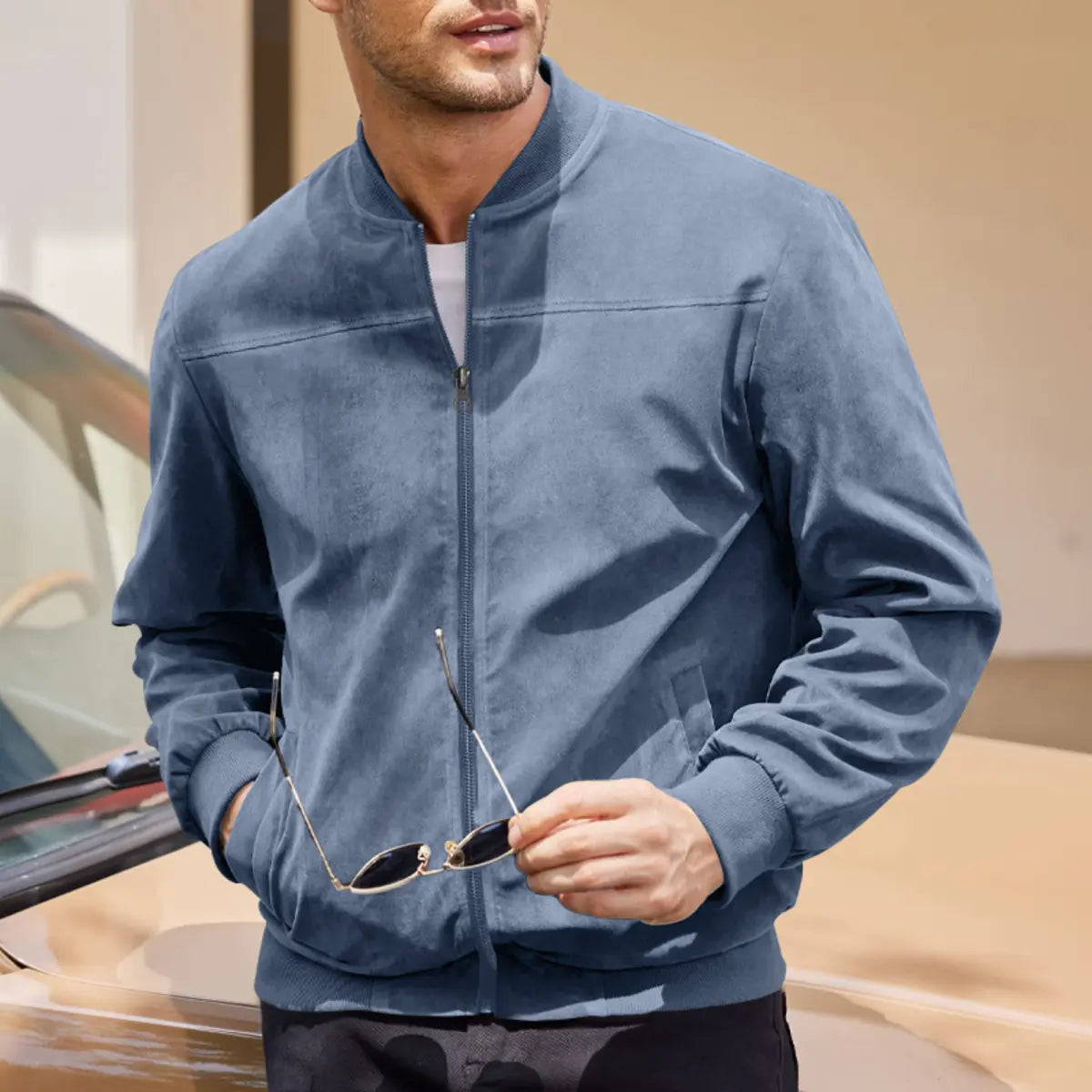 Solid Color Zip-Up Jacket