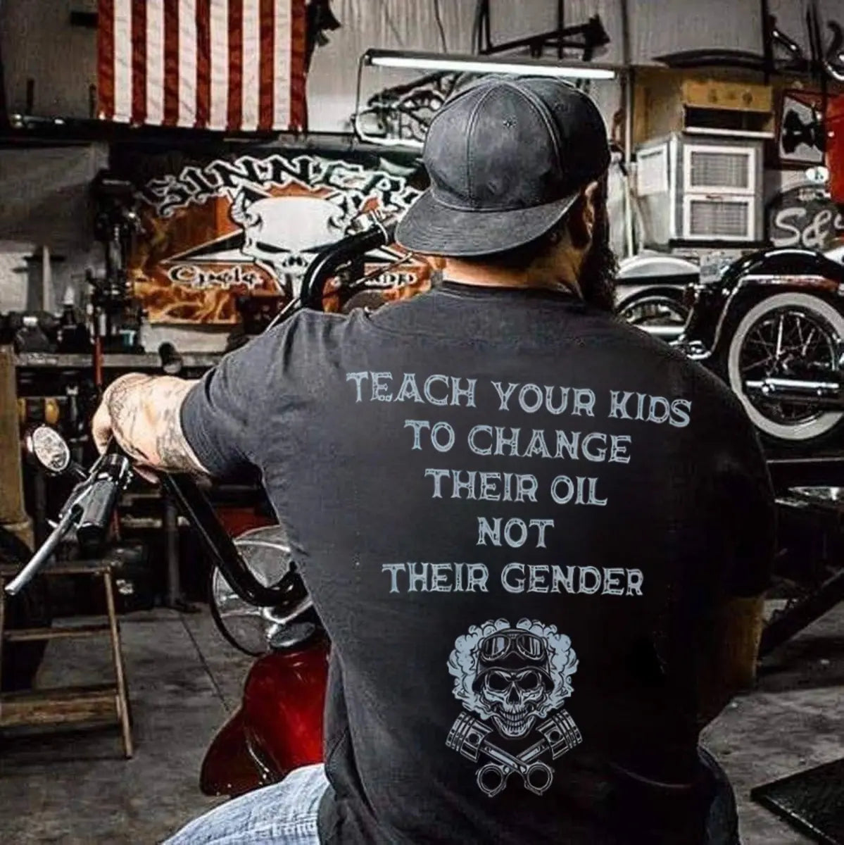 Teach Your Kids To Change Their Oil Not Their Gender Printed Men's T-shirt