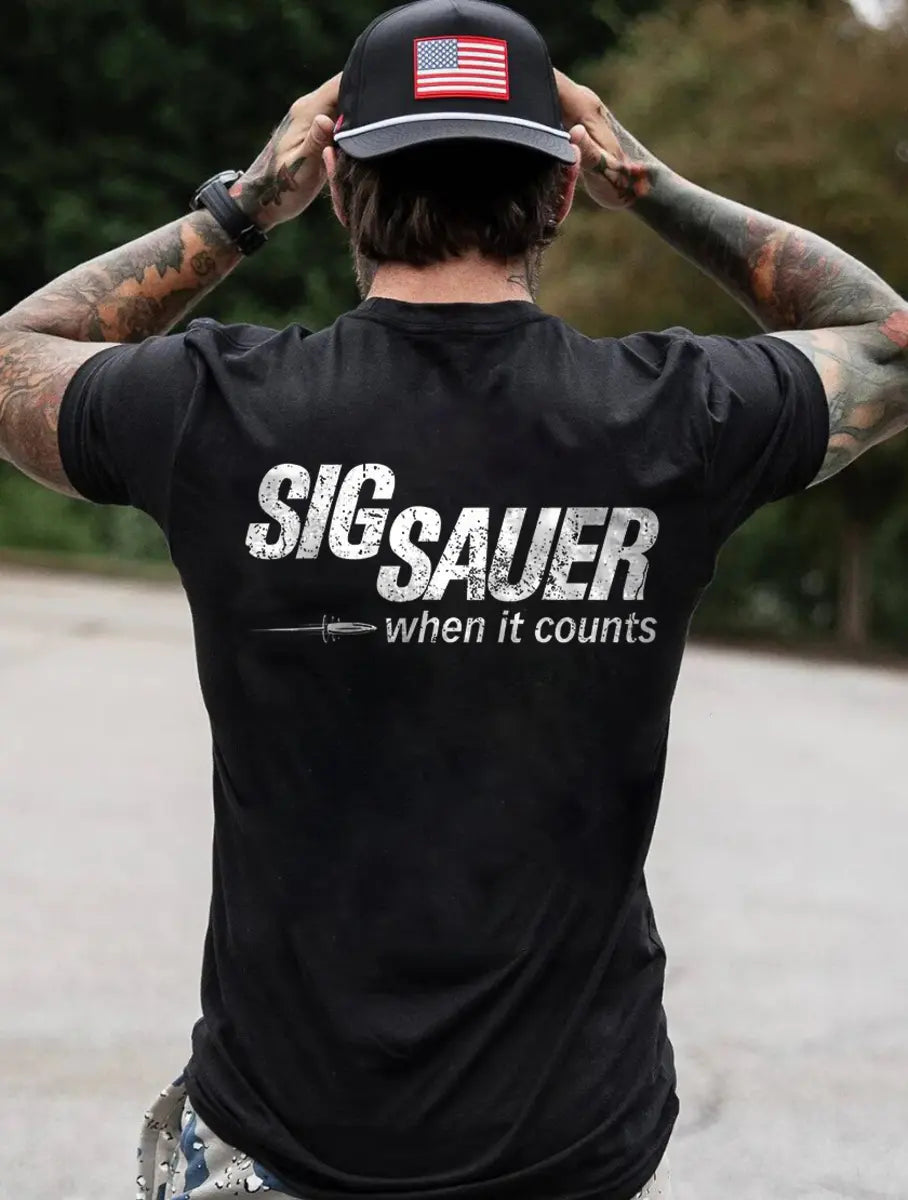 Sig Sauer When It Counts Printed Men's T-Shirt Image - 1