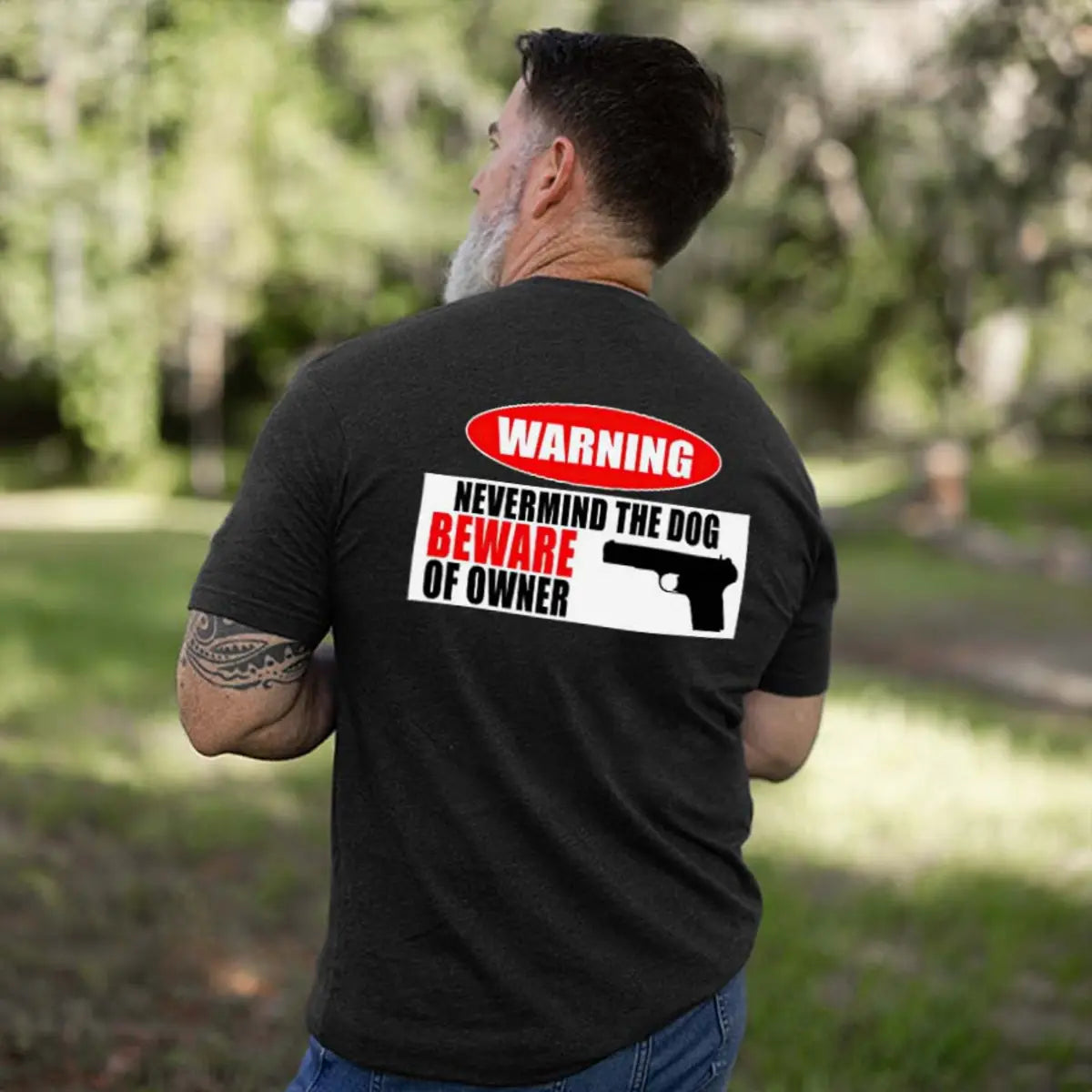 Warning Nevermind The Dog Printed Men's T-Shirt