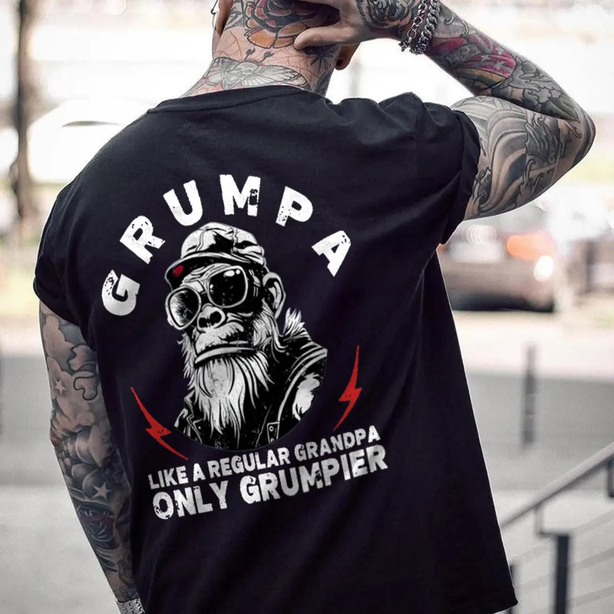 Grumpa Like A Regular Grandpa Only Grumpier Printed Men's T-Shirt