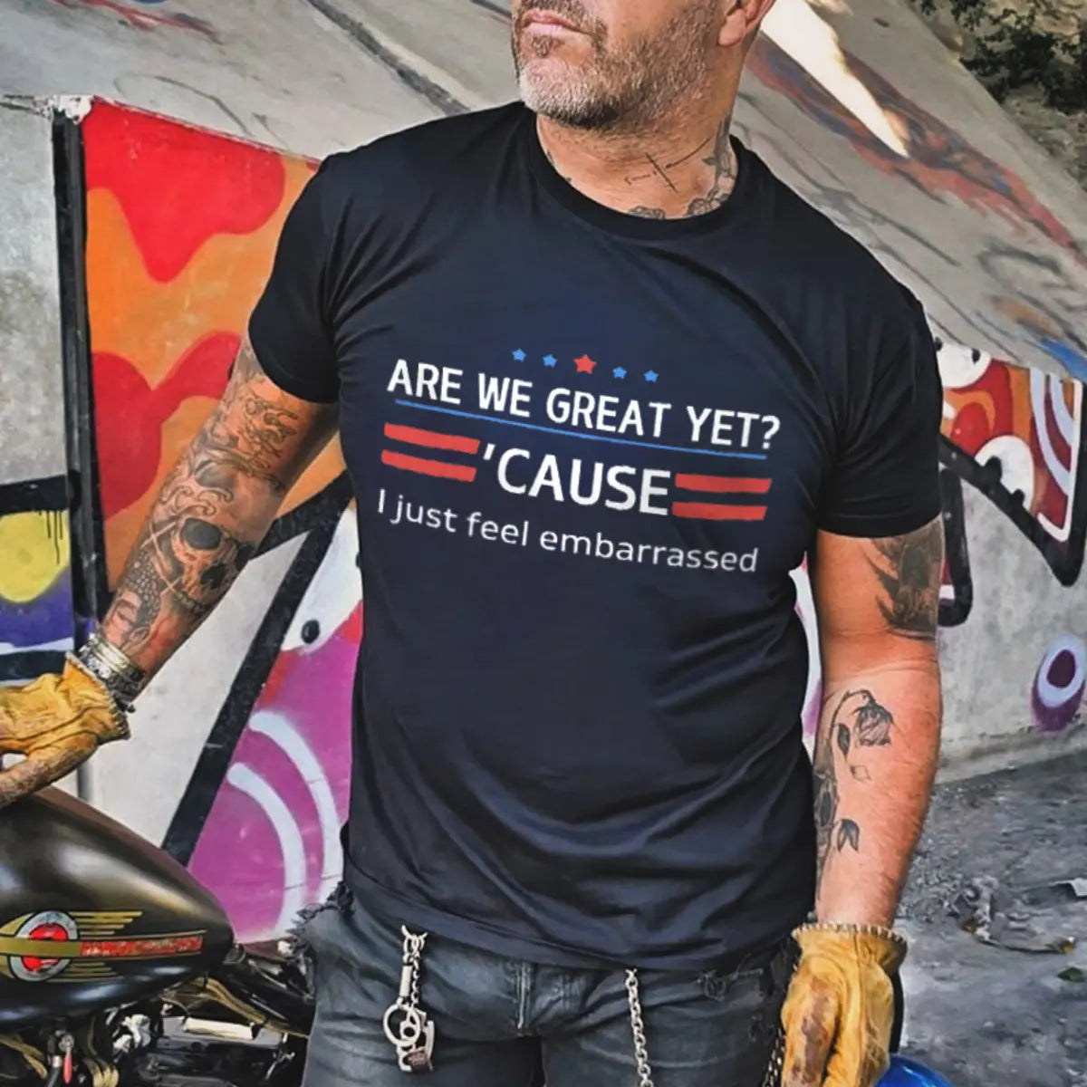 Are We Great Yet? Cause I Just Feel Embarrassed Printed Men's T-Shirt