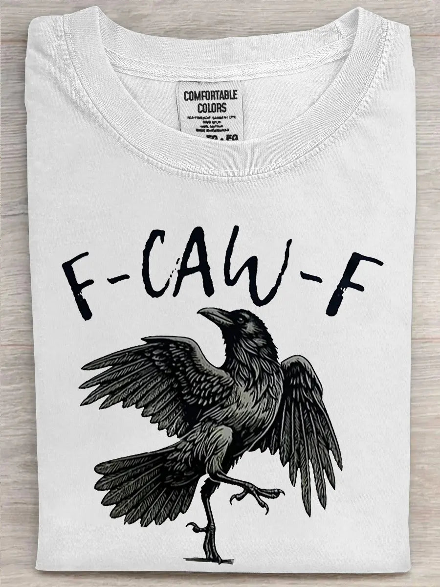 Funny F-Caw-F Crow Printed Unisex Oversized T-shirt