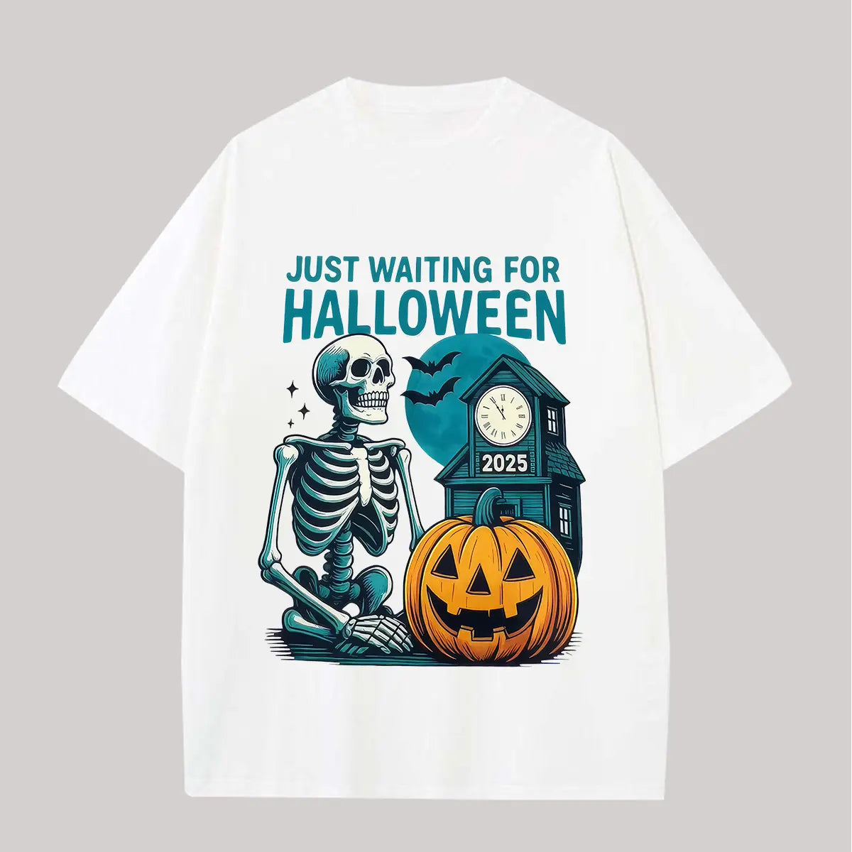 Just Waiting For Halloween Printed Oversized Unisex T-shirts