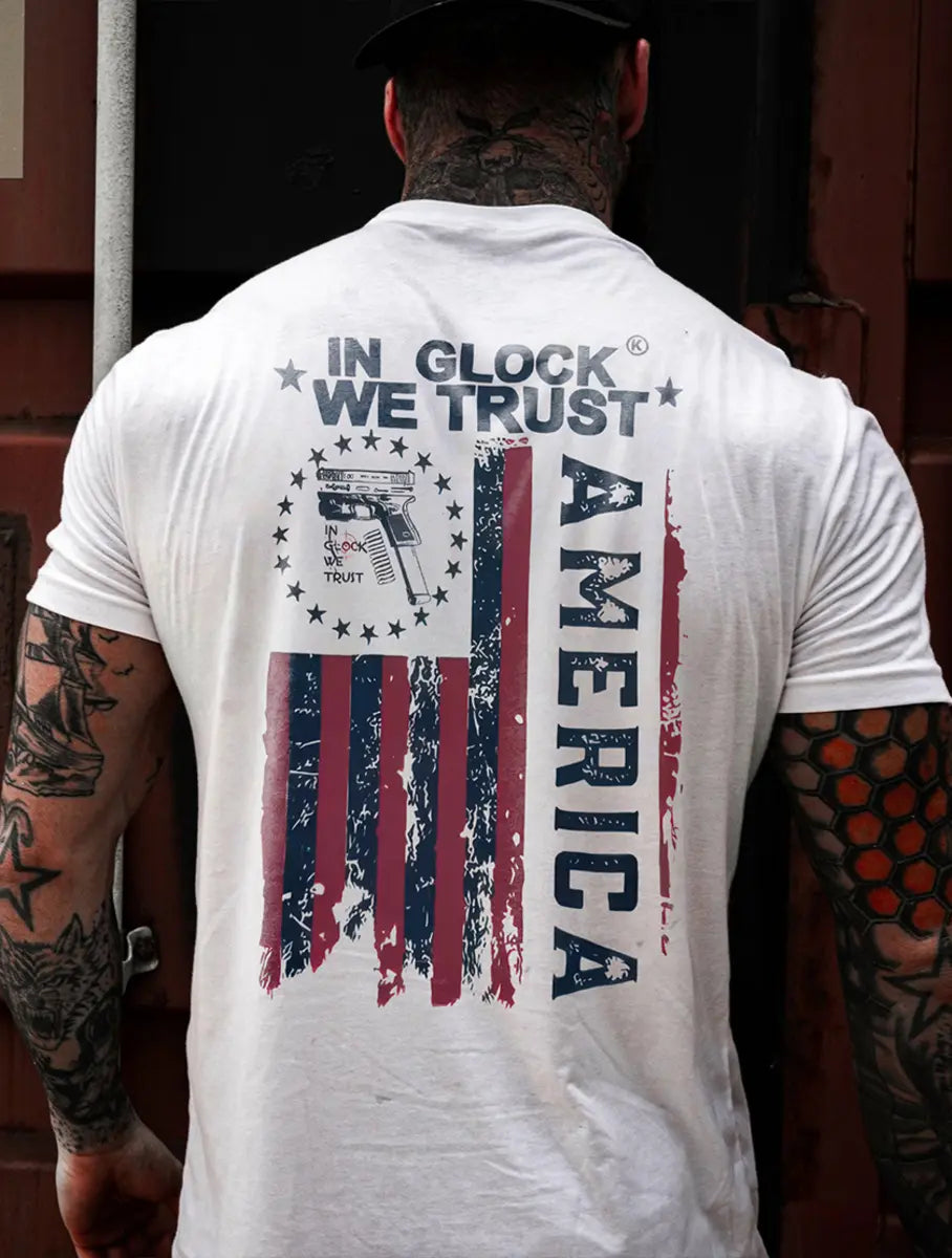 In Glock We Trust America Printed Men's T-Shirt