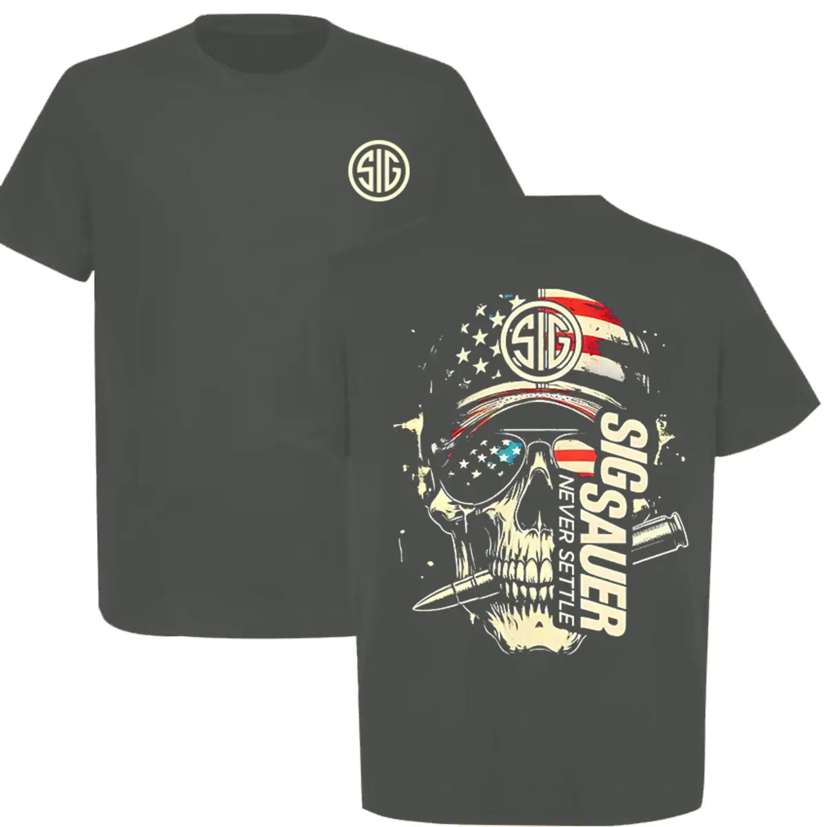 Sig Sauer Skull Flag Printed Men's T-Shirt Image - 6