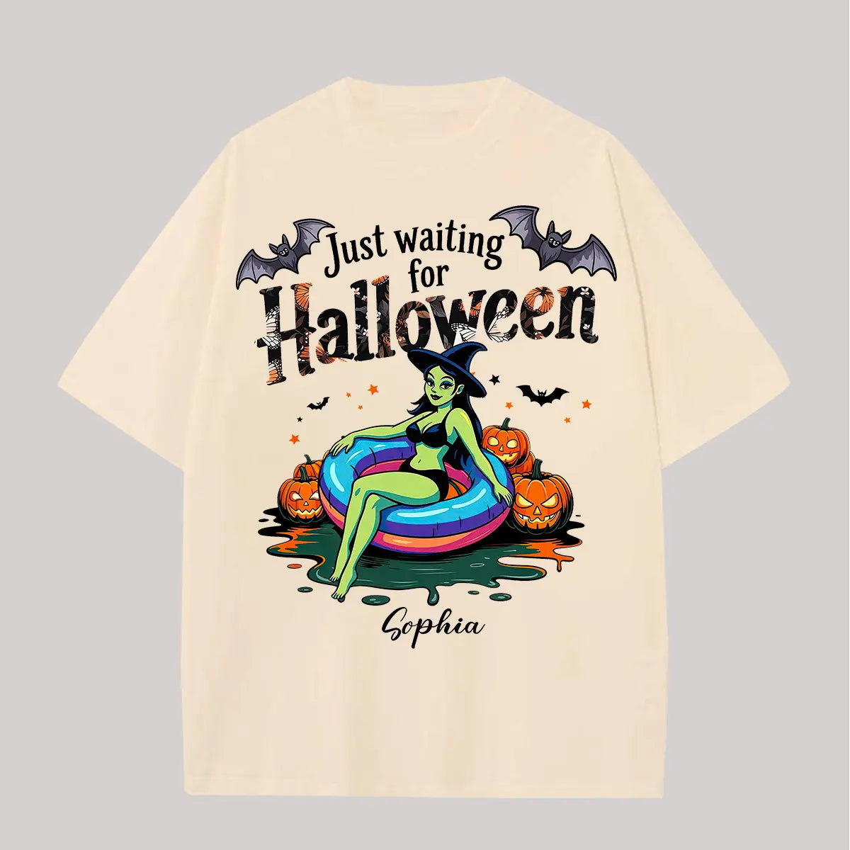 Just Waiting For Halloween Printed Oversized Unisex T-shirts