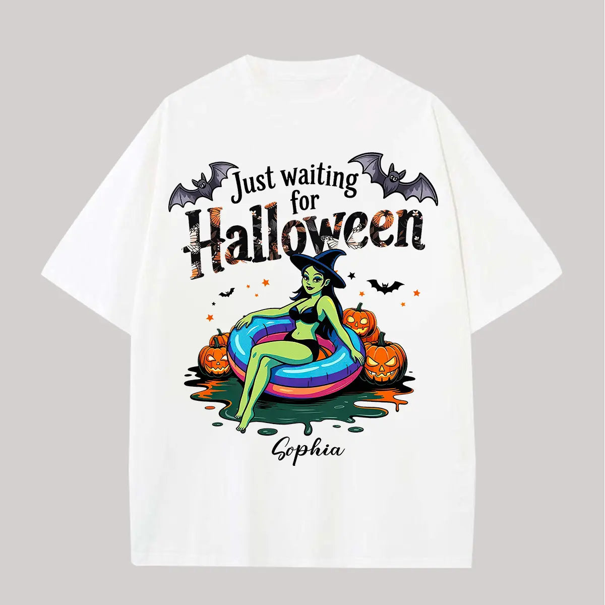 Just Waiting For Halloween Printed Oversized Unisex T-shirts