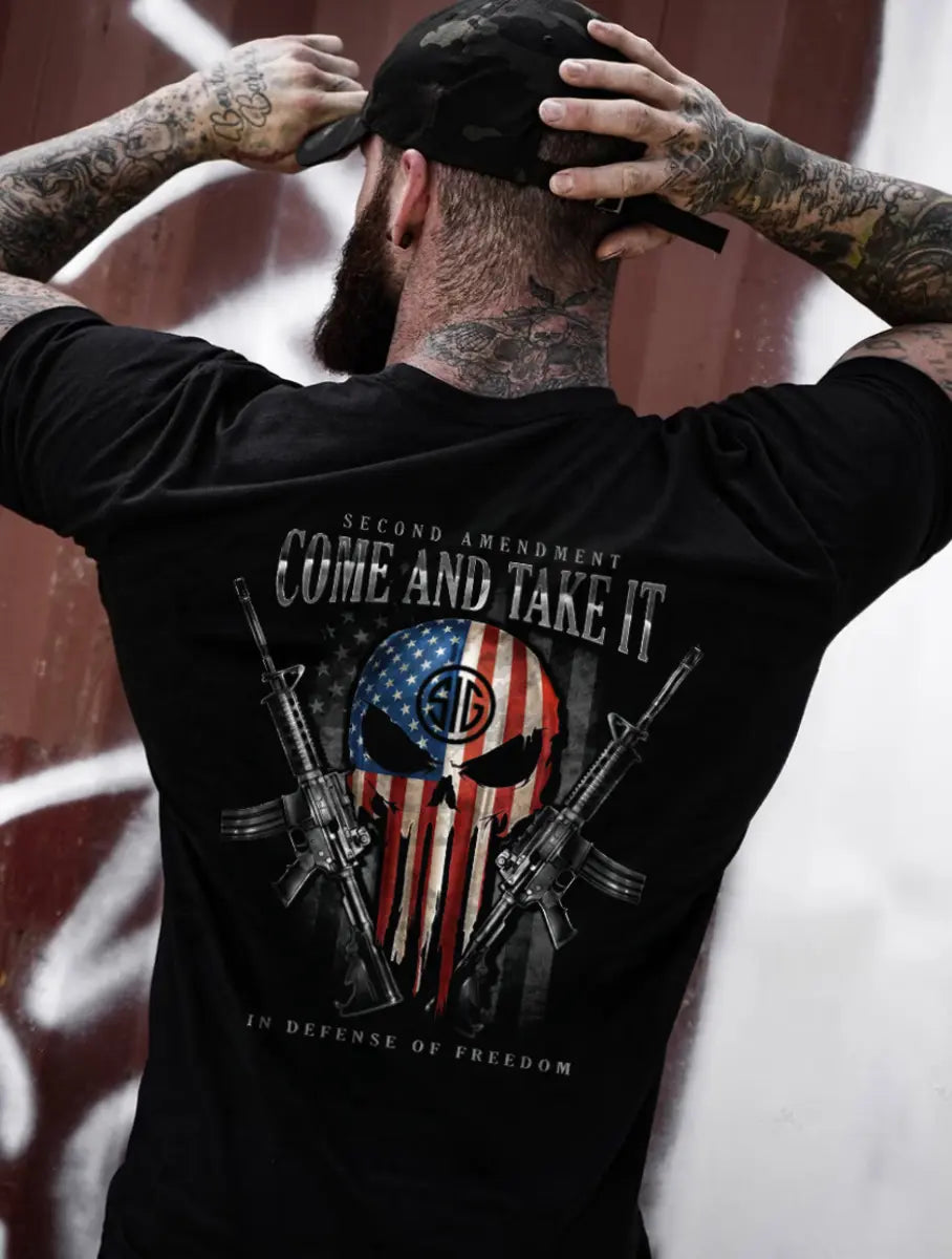 Second Amendment Come And Take It In Defense Of Freedom Printed Men's T-shirt