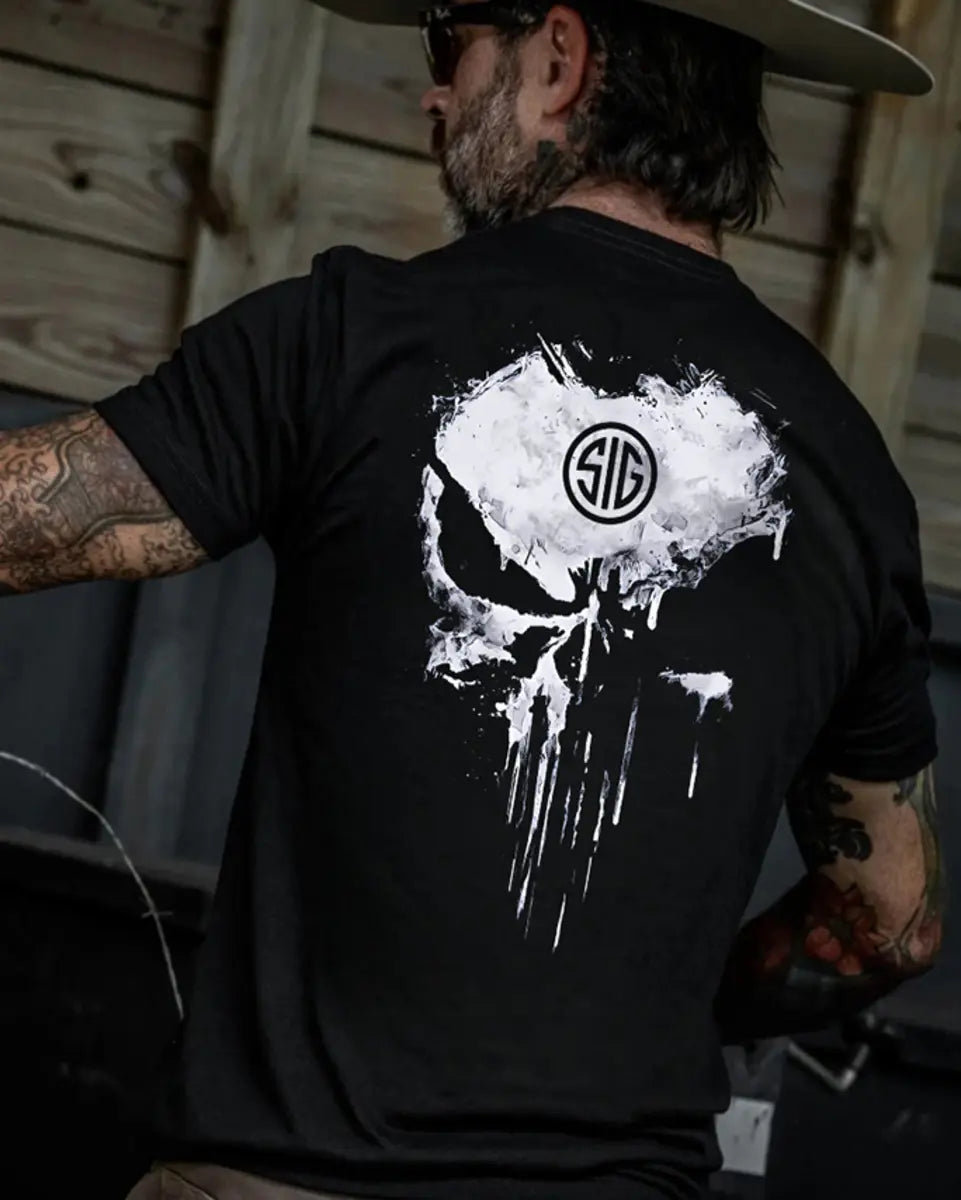 Sig Sauer Skull Printed Men's T-shirt Image - 1