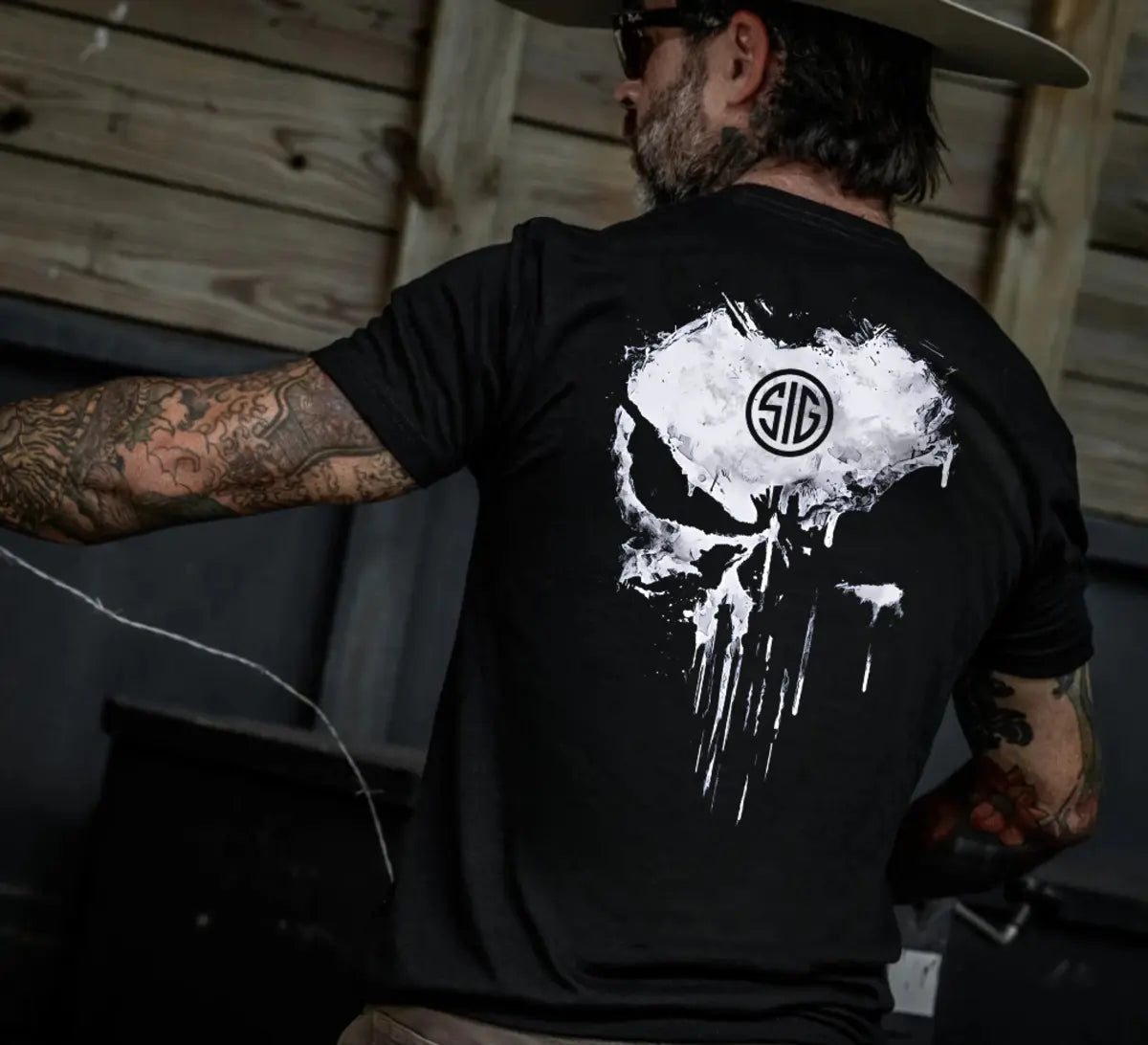 Sig Sauer Skull Printed Men's T-shirt Image - 3