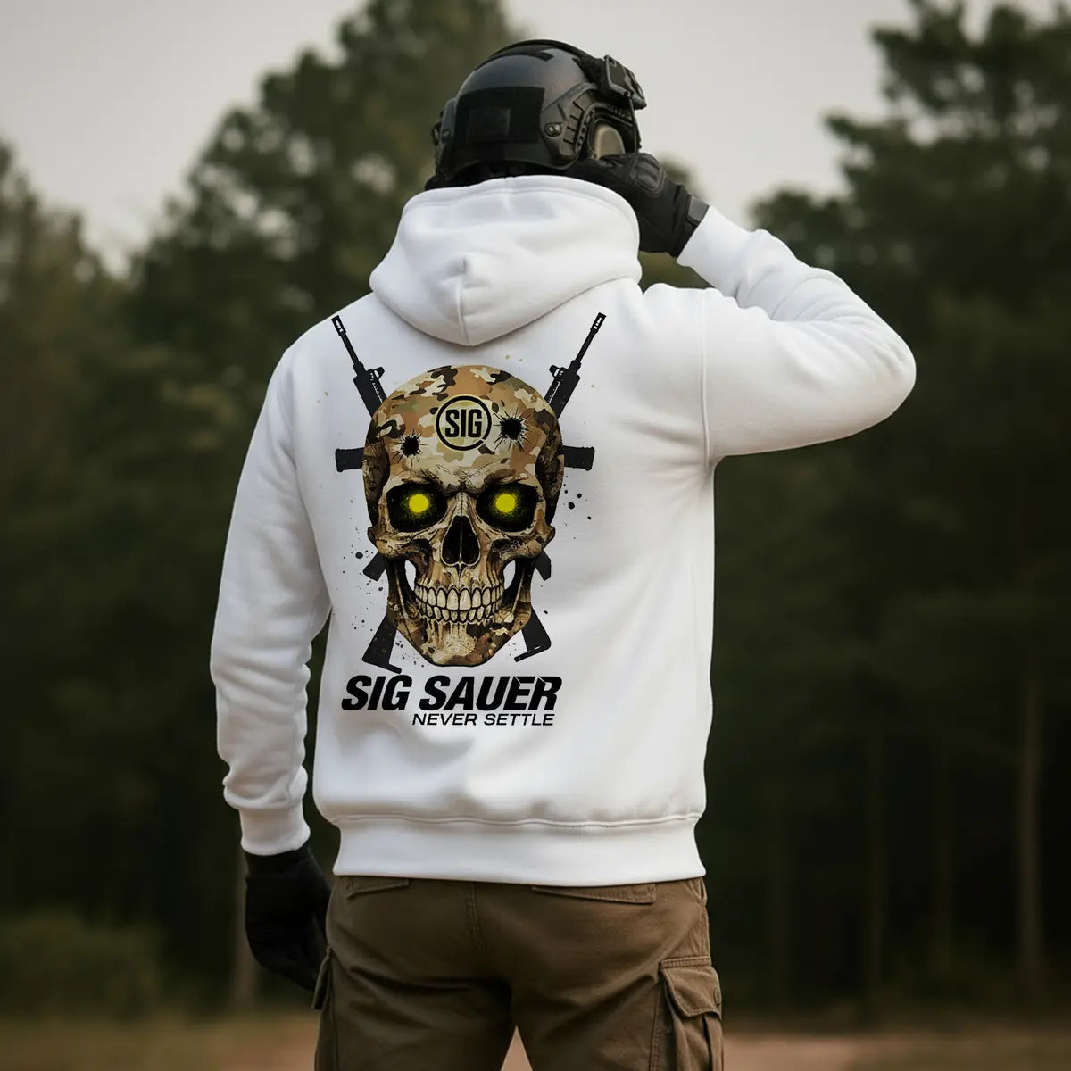 Sig Sauer Never Settle Printed Fleece-lined Unisex Hoodie Image - 1