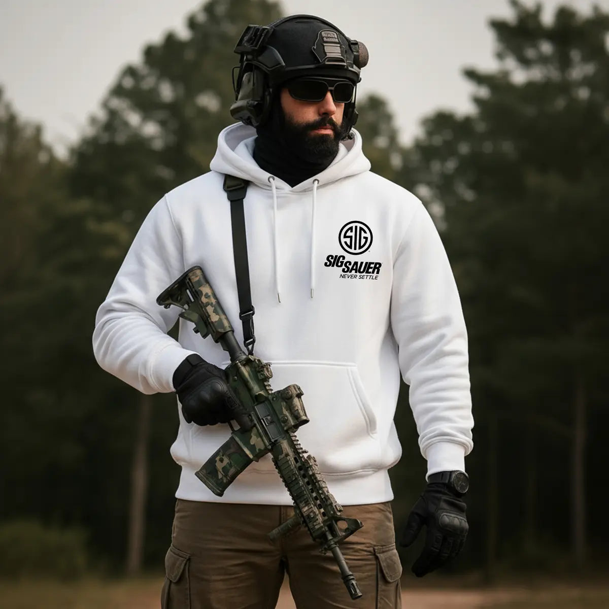 Sig Sauer Never Settle Printed Fleece-lined Unisex Hoodie Image - 2
