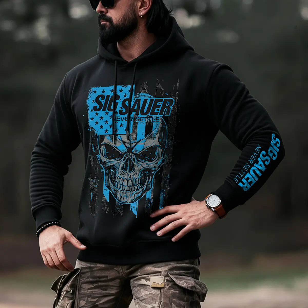 Sig Sauer Never Settle Printed Fleece-lined Unisex Pocketless Hoodie