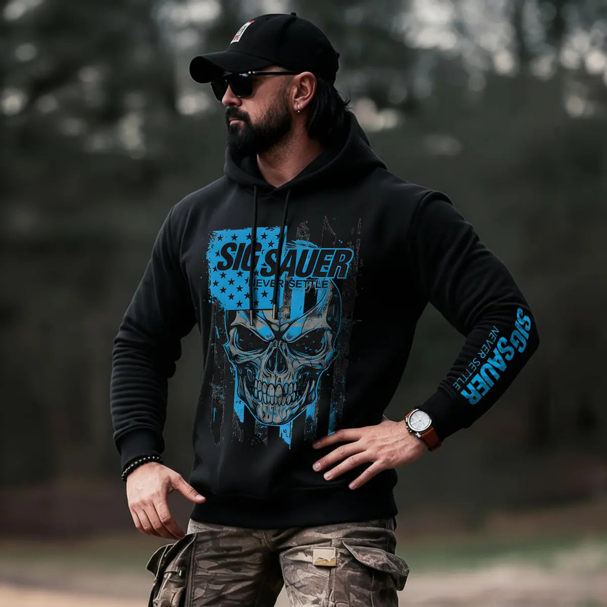 Sig Sauer Never Settle Printed Fleece-lined Unisex Pocketless Hoodie